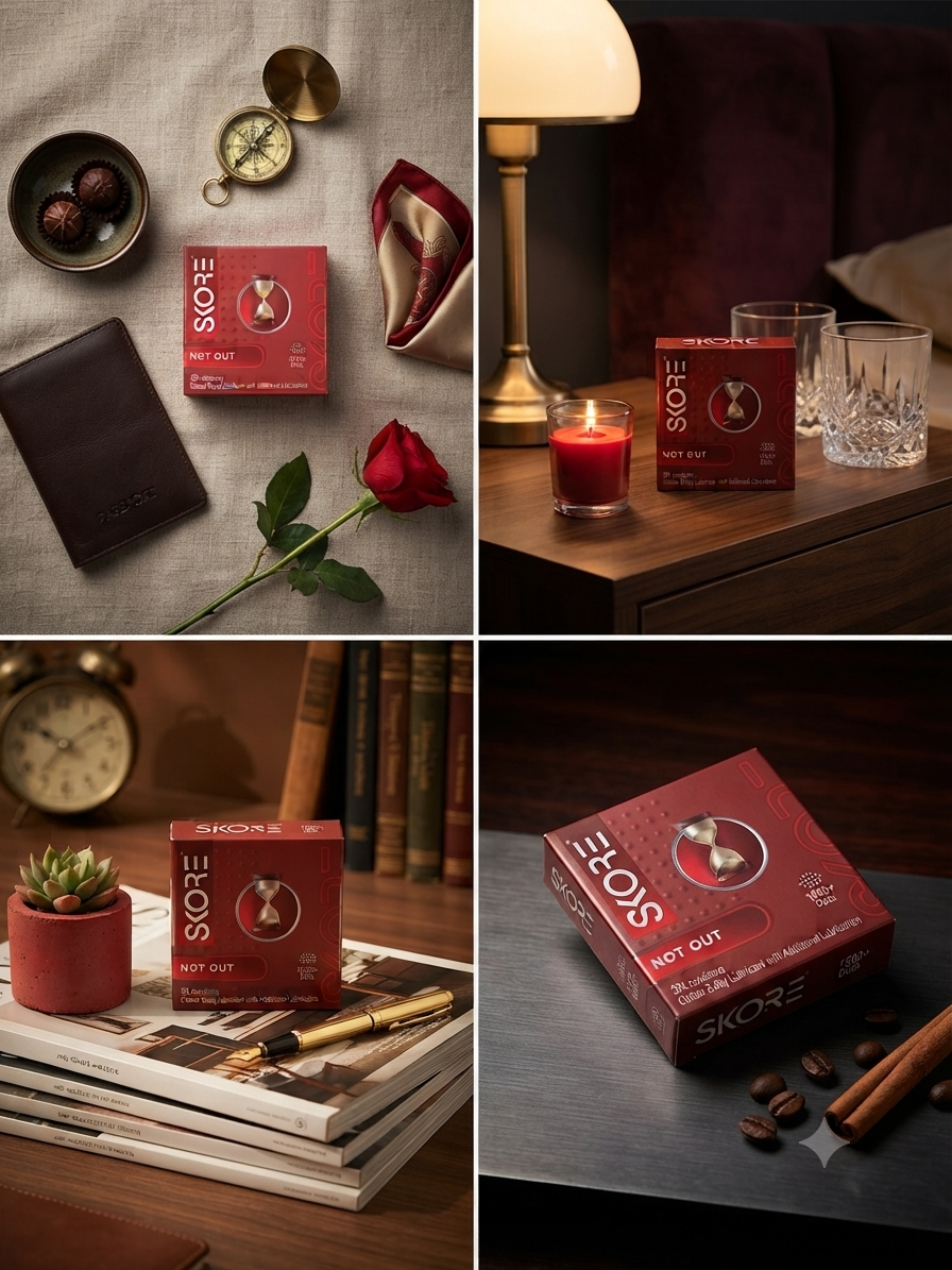 SKORE Not Out 3N Condoms, 3 Count | Climax Delay Condoms with Additional Lubrication | 1500+ Raised Dots for Stimulation | Natural Rubber Latex | ISO 4074 Compliant