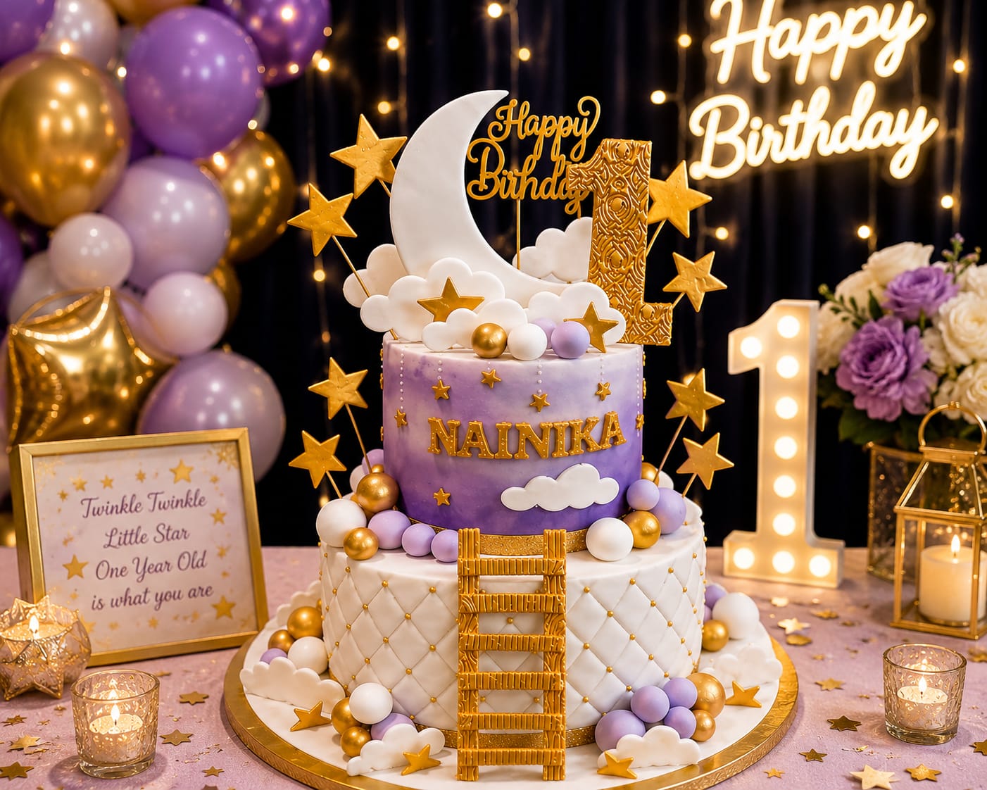 Freshly Baked 1.5 KG Teddy Bear First Birthday Cake | Personalized Name Fresh Cream & Fondant Cake | Custom Flavors (Vanilla, Chocolate, Butterscotch, Black Forest, Pineapple) | Serves 15–20 People