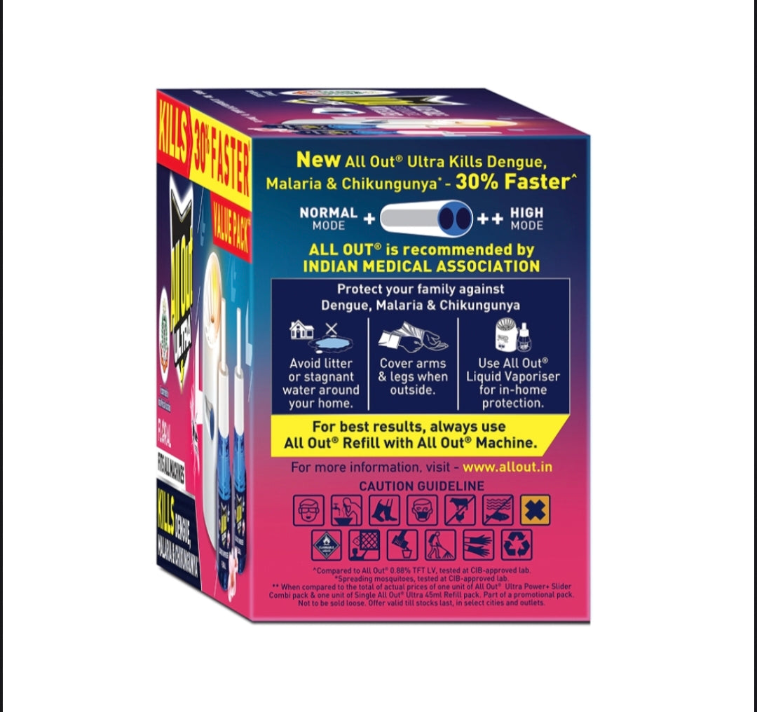 All Out Ultra Liquid Vaporizer Machine + Refill (Floral) Value Pack | Mosquito Repellent