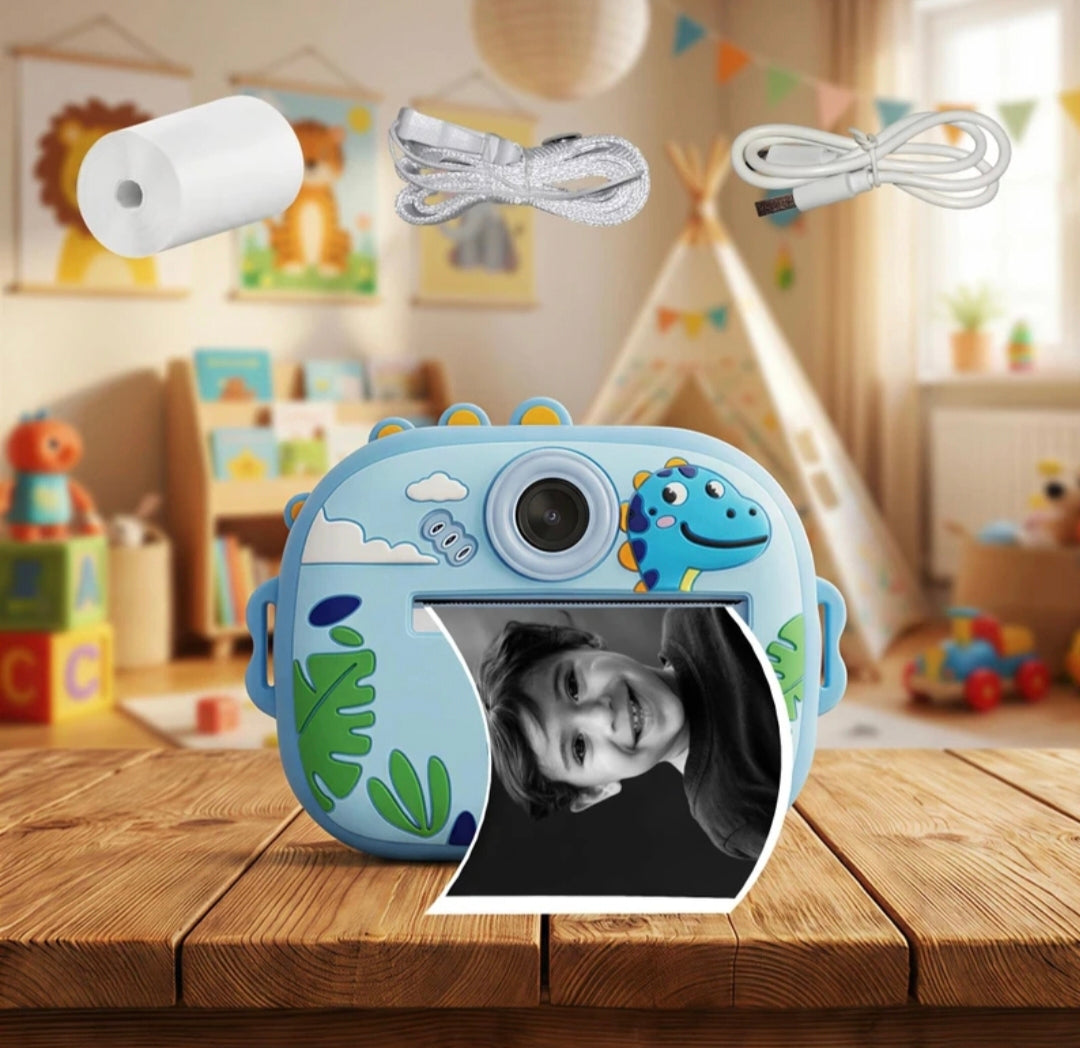 Kids Instant Print Camera with Thermal Printing, Digital Photo & Video Camera for Kids, Rechargeable Camera with Printing Paper & Accessories (No Ink Needed, 3+ Years)