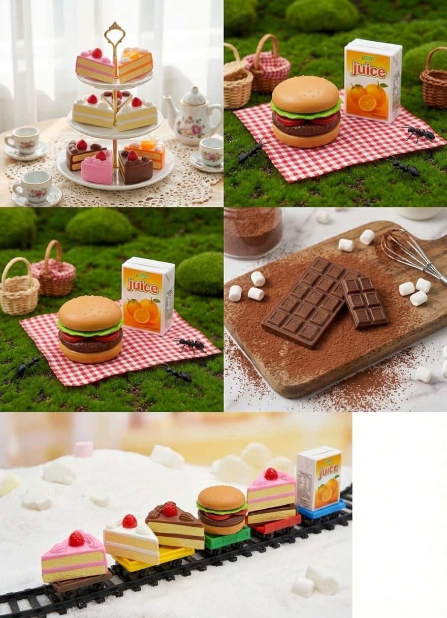 Kids Toy Food Set with Tray – Burger, Cake & Juice Play Set