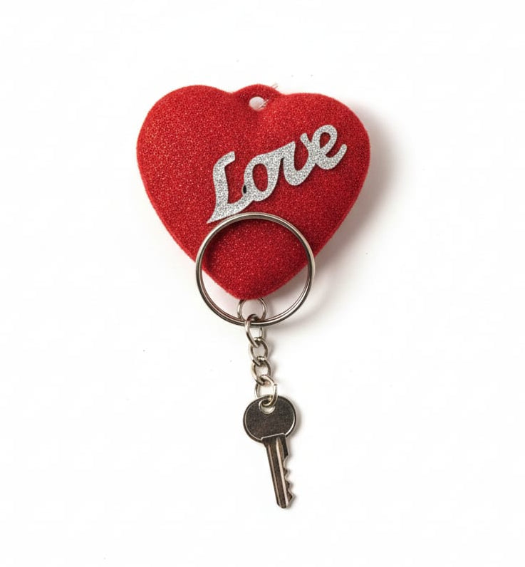 Glitter Heart Keychain with Silver Ring – Love Design