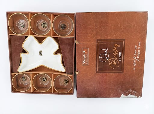 Butterfly Platter Snack Serving Set with Gold-Rimmed Bowls