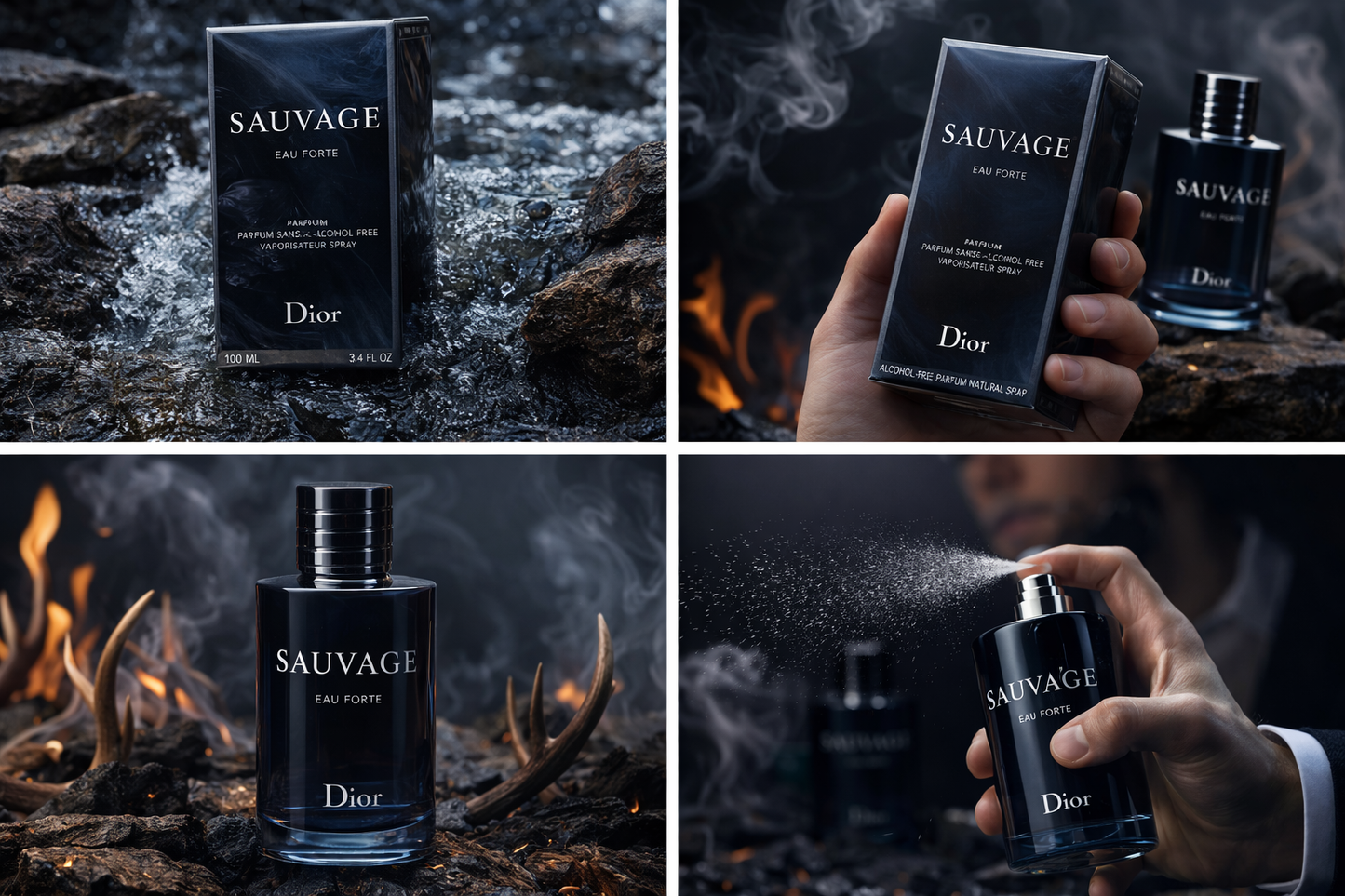 Dior Sauvage Eau Forte 100ml for Men – Alcohol-Free Long Lasting Perfume Spray – Amber Woody Luxury Fragrance with Intense Notes
