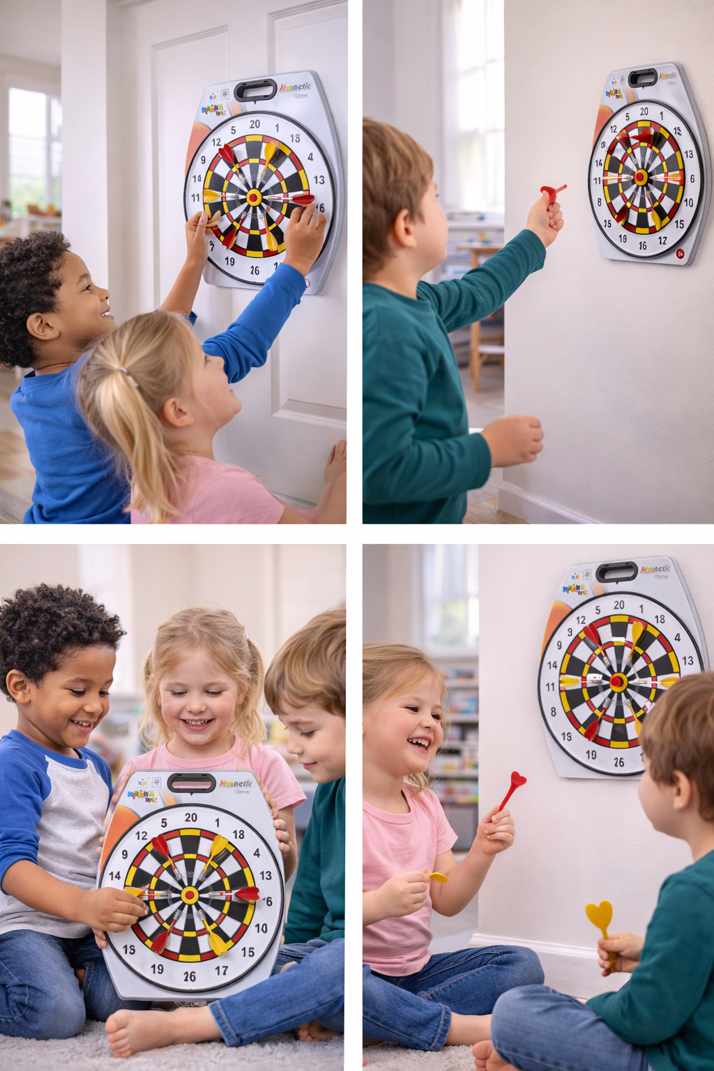 Magnetic Dart Board Game for Kids & Adults, 16.5 Inch Safe Dartboard with 6 Magnetic Darts, Wall Mount & Portable Carry Case, Indoor Fun Game (5+ Years)