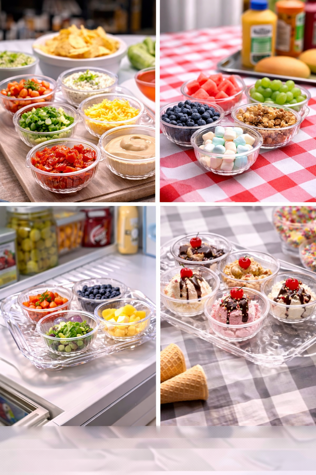 Set of 6 Clear Plastic Bowls – 3 Oz Small Serving Bowls with Decorative Scalloped Edge – BPA-Free Dip, Sauce, Dessert & Snack Bowls for Kitchen & Parties