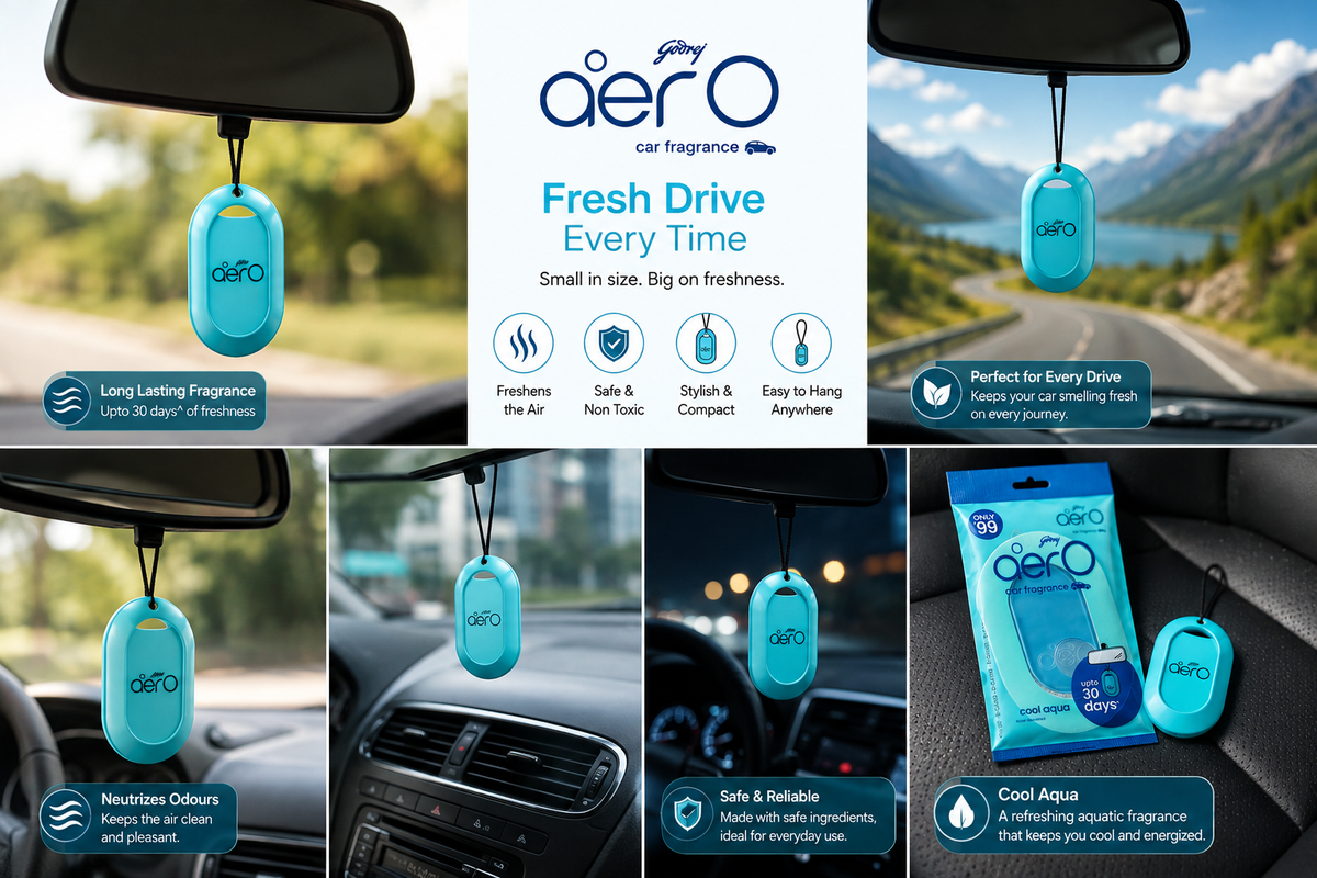 Godrej AerO Car Fragrance, Rose Blossom | Car Perfume for Fresh & Pleasant Ambience | Long Lasting Fragrance Up to 30 Days | Easy to Hang | 1 Unit