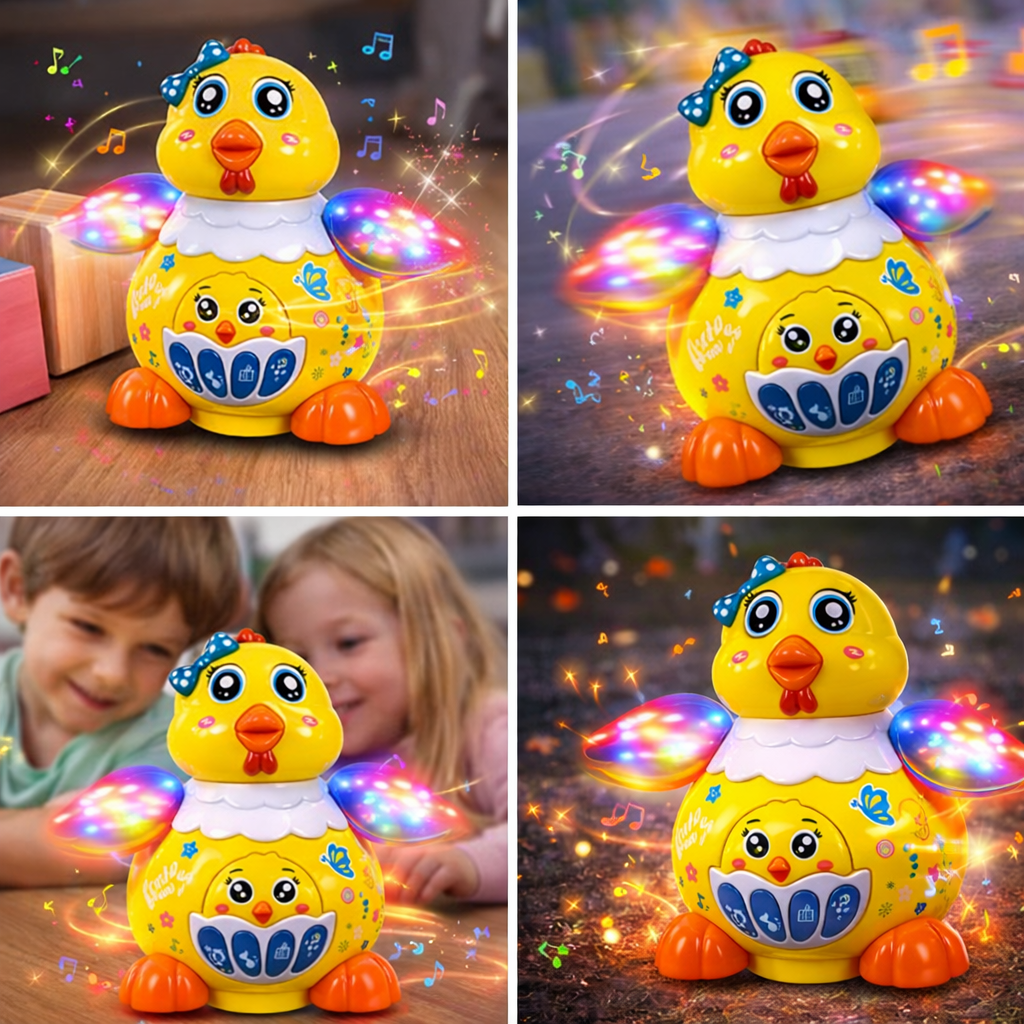 Funny Hen Electric Toy for Kids, Musical Dancing Chicken with Lights, Bump and Go Action, Interactive Buttons and Sound Effects for Ages 3+