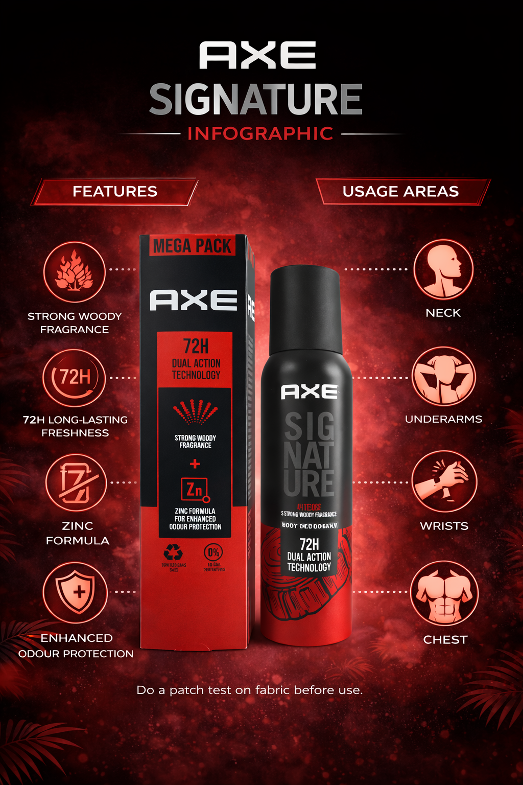 AXE Signature Mysterious Body Deodorant for Men, 150ml Mega Pack | 72H Long Lasting Freshness