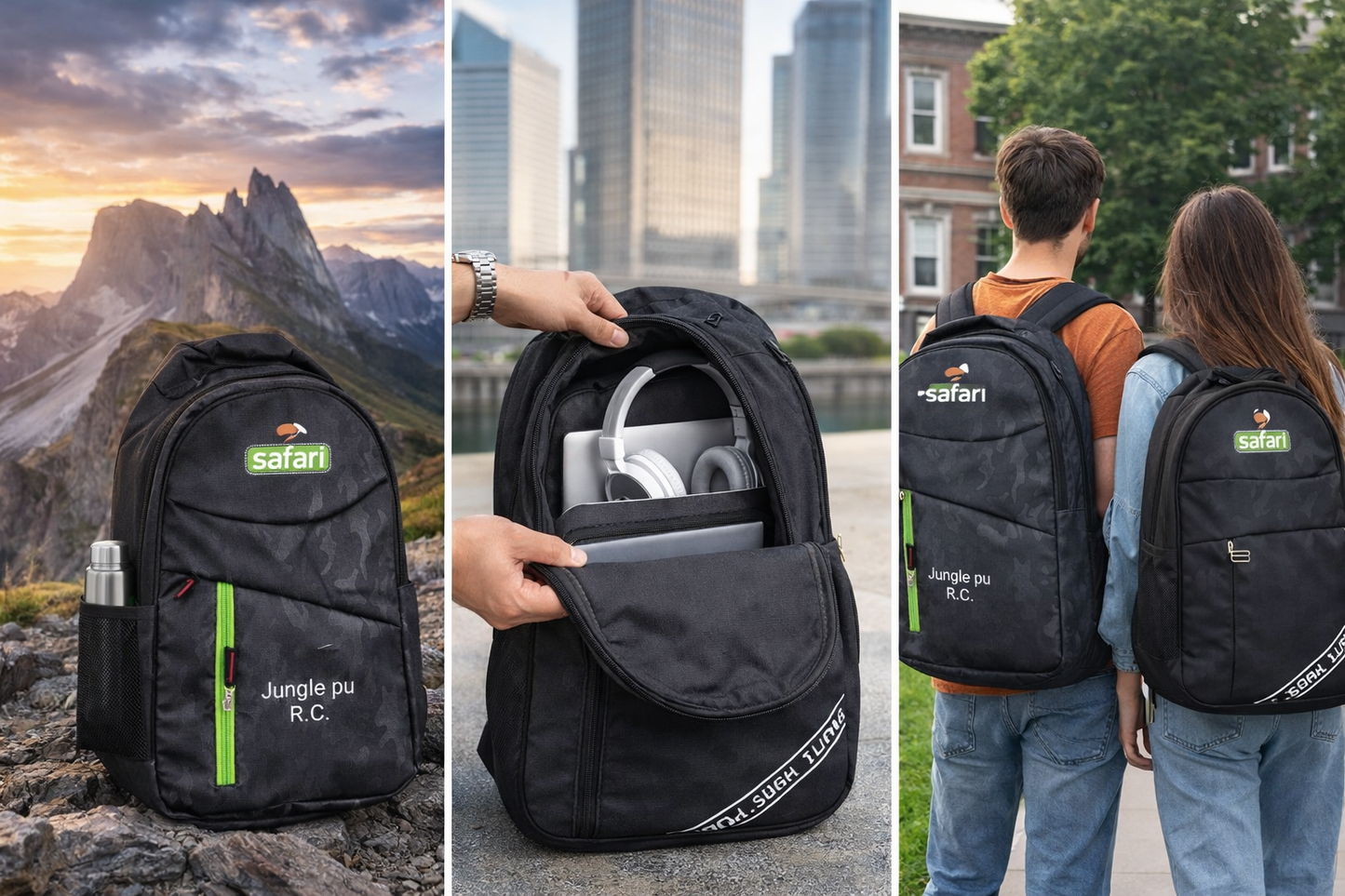 afari Jungle PU R.C. Backpack for Men and Women, Laptop Backpack with Padded Sleeve