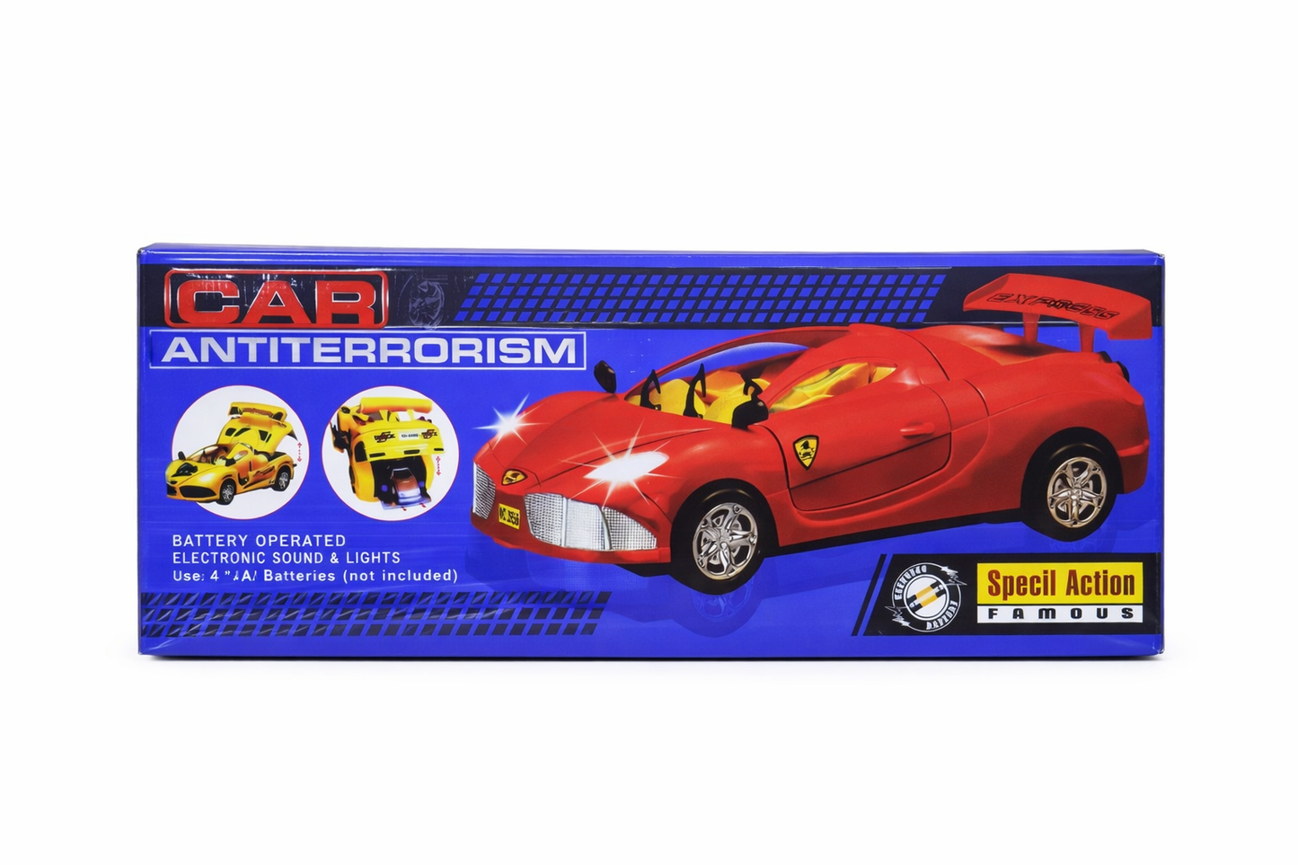Kids Sports Car Toy with Lights & Sound ā Friction Powered Racing Car with Scissor Doors ā Musical Toy Vehicle for Boys & Girls (3+ Years)