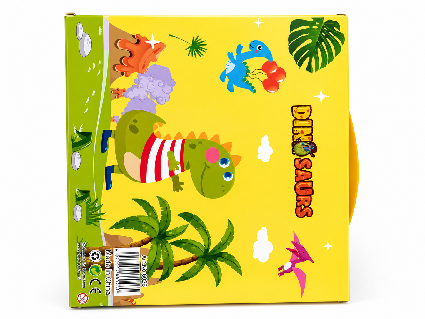 Dinosaur 7-Piece Stationery & Activity Set for Kids – Includes Metal Pencil Box, 2 Pencils, 15cm Ruler, Eraser, Sharpener & Skipping Rope – Prehistoric Back to School Gift for Boys & Girls, Yellow