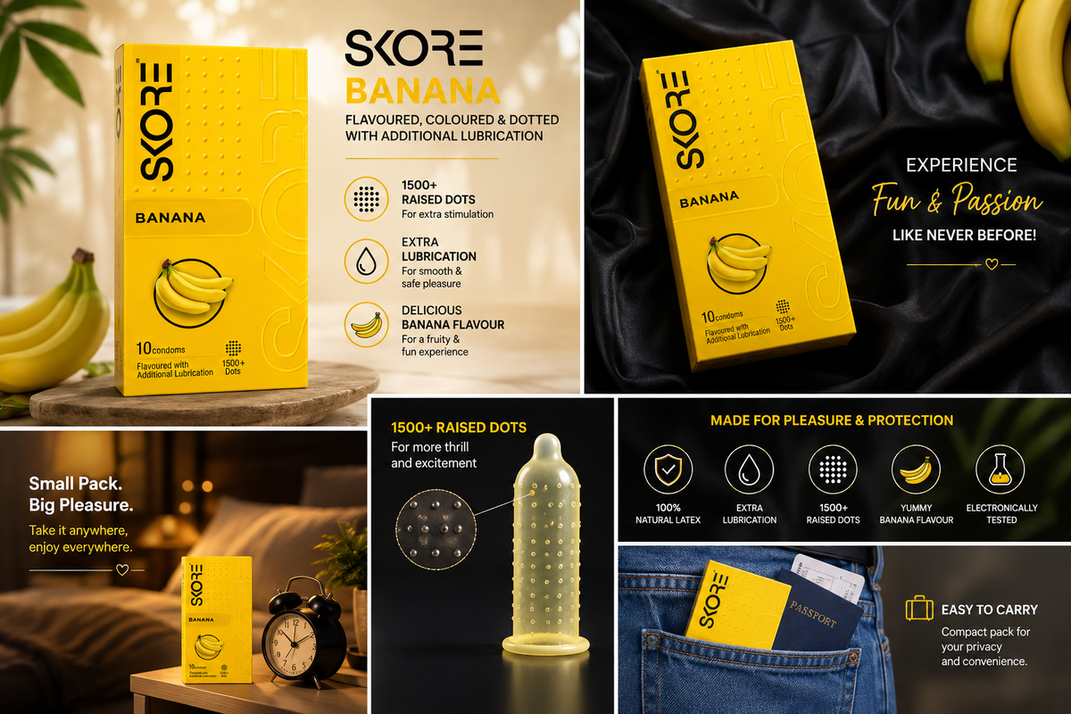 SKORE Dots Condoms, 10 Count | 1500+ Raised Dots | Extra Lubricated Ultra Thin Natural Rubber Latex Condoms | 53 ± 2 mm Width