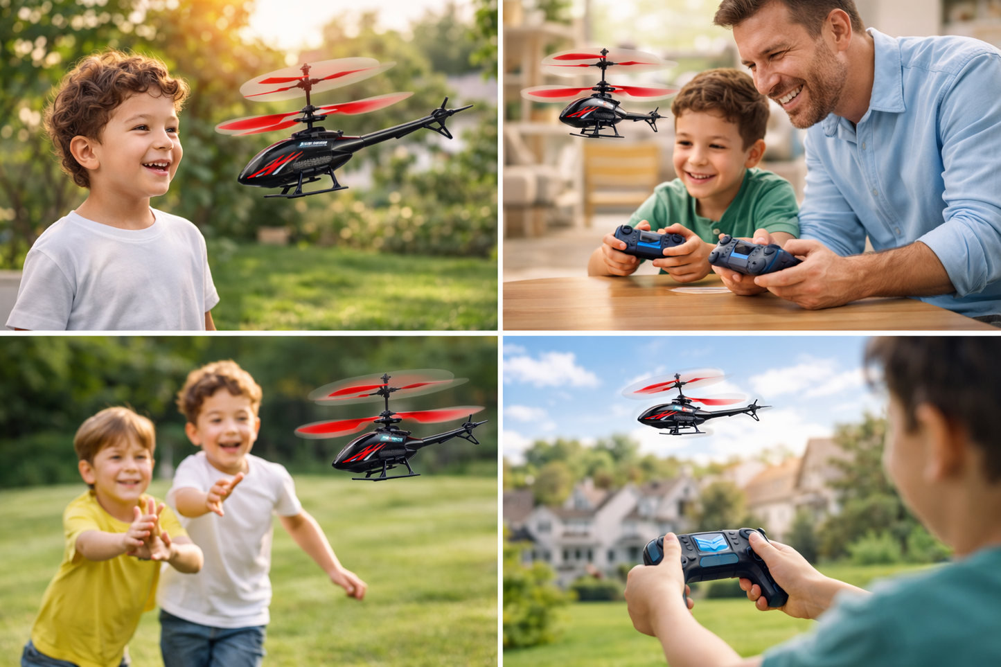 2-in-1 Remote Control Helicopter Toy for Kids | USB Rechargeable Flying Helicopter with LED Lights