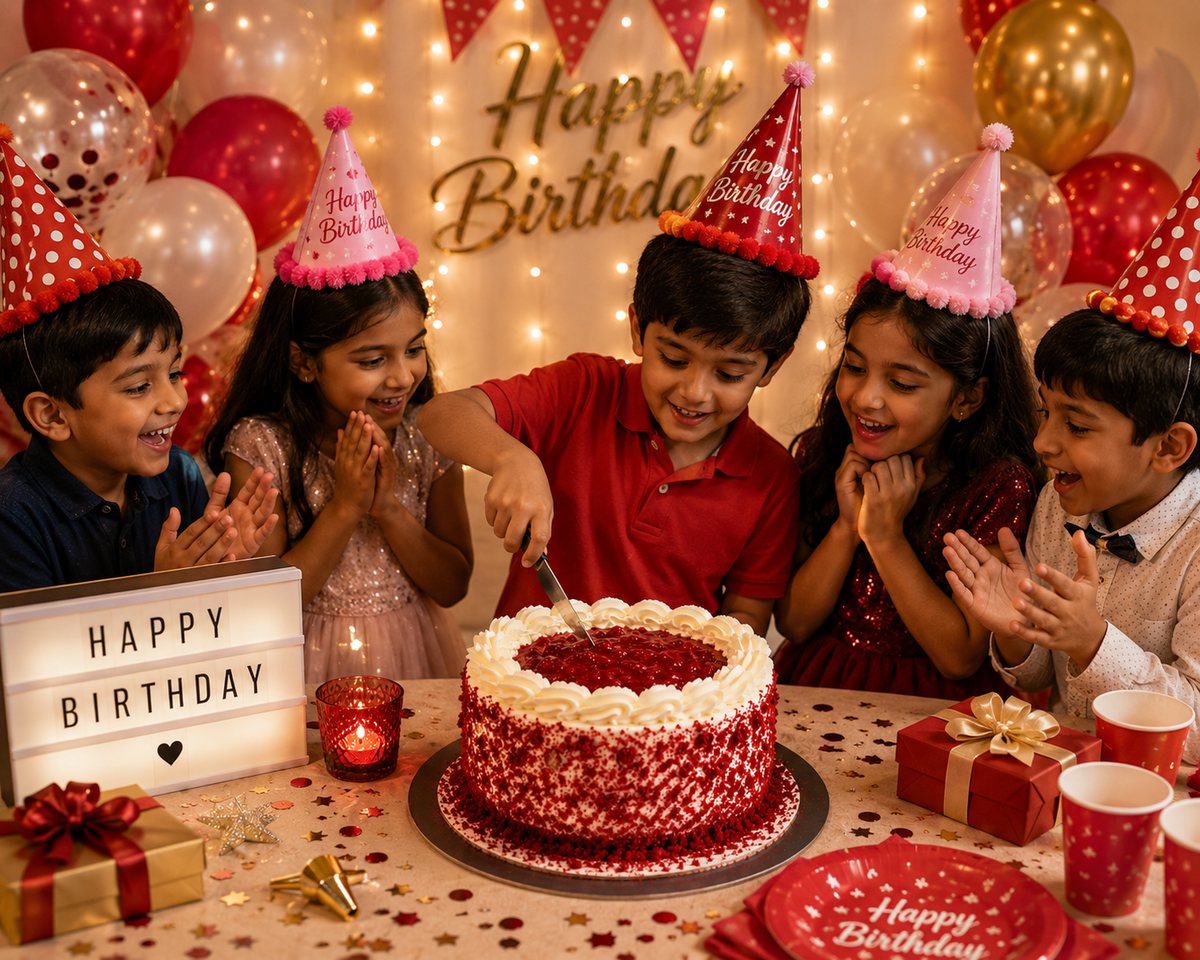 Red Velvet Cake with Cream Frosting & Strawberry Filling (200 grams), Moist Red Velvet Dessert Cake for Birthday, Anniversary, Party & Celebration
