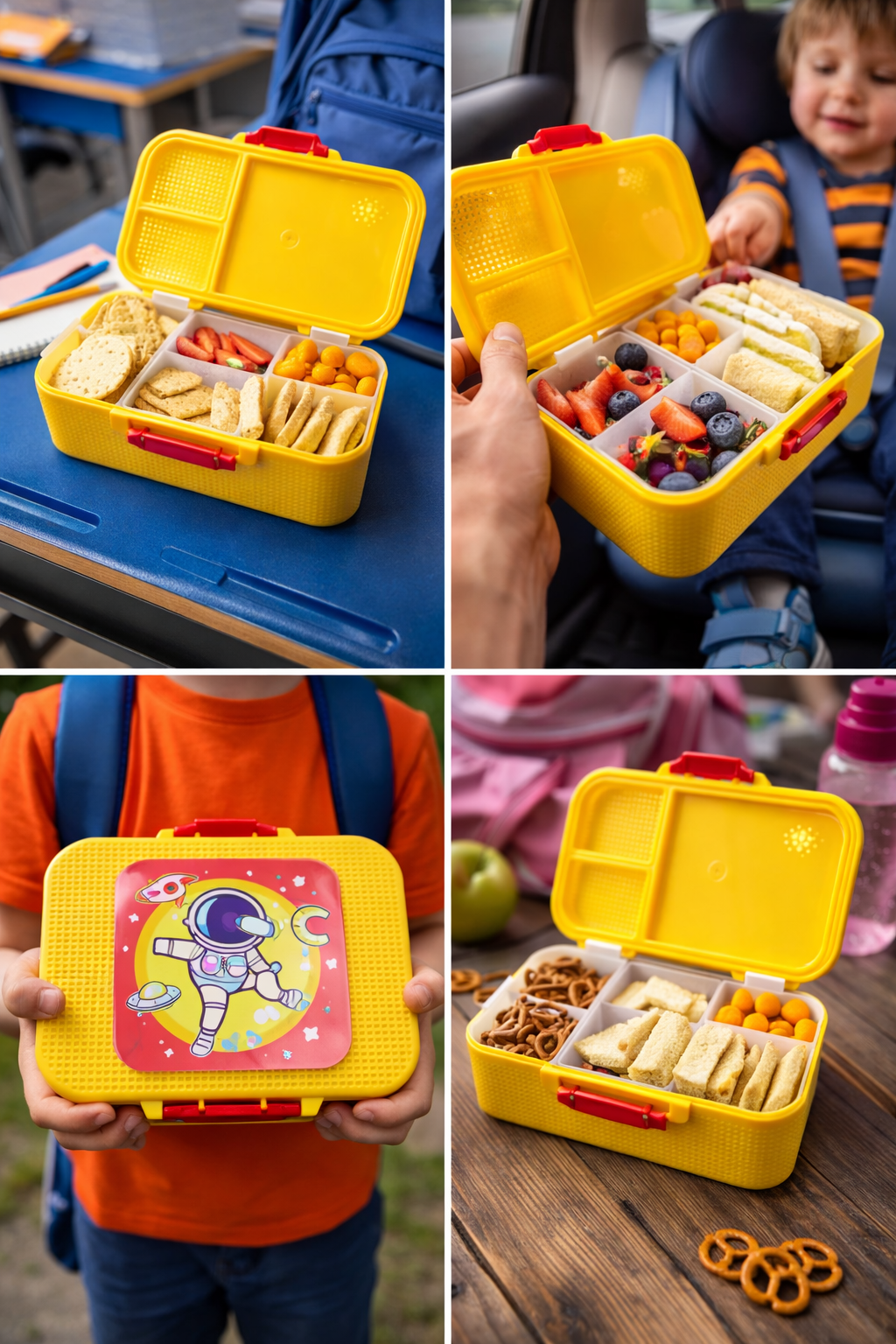 Kids Lunch Box 3 Compartment | Leak-Resistant Bento Tiffin Box with TPE Lock