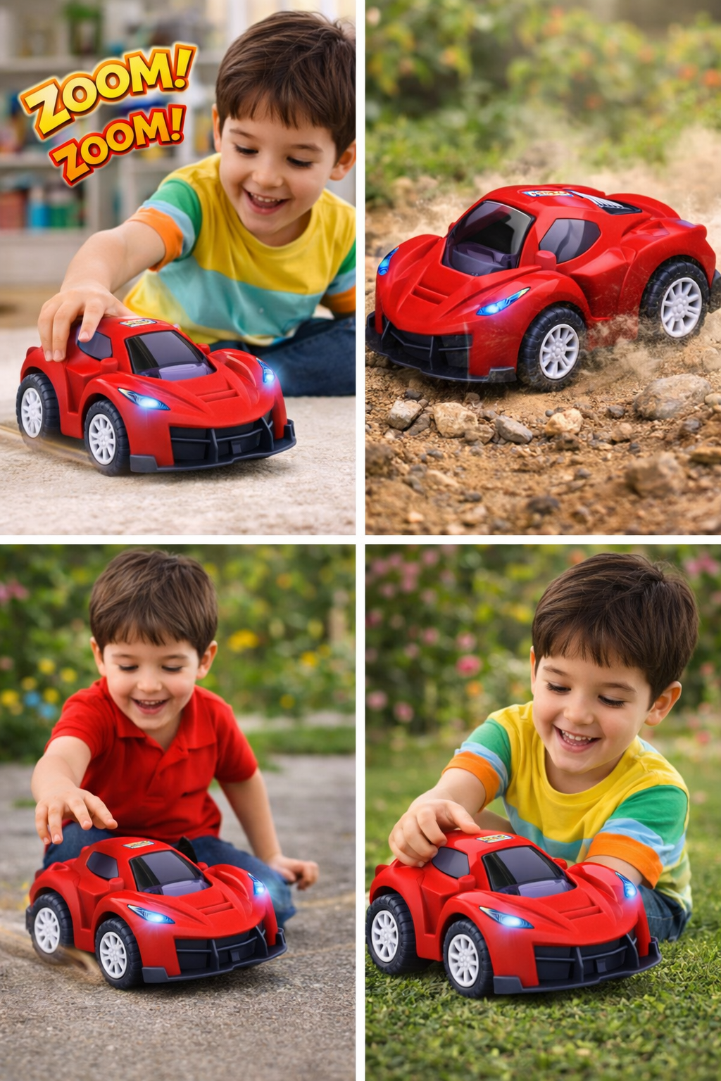 KidsZone Thomas Car Friction Powered Toy – 4x4 Off-Road Rugged Racing Car for Toddlers – Durable Rubber Tires & Cool Headlight Detail – No Batteries Required – Red Sports Car for Kids Ages 3+