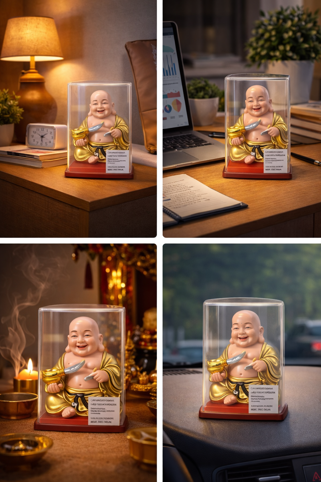 Happy Buddha Figurine with Protective Case | Laughing Buddha Statue for Wealth & Good Luck