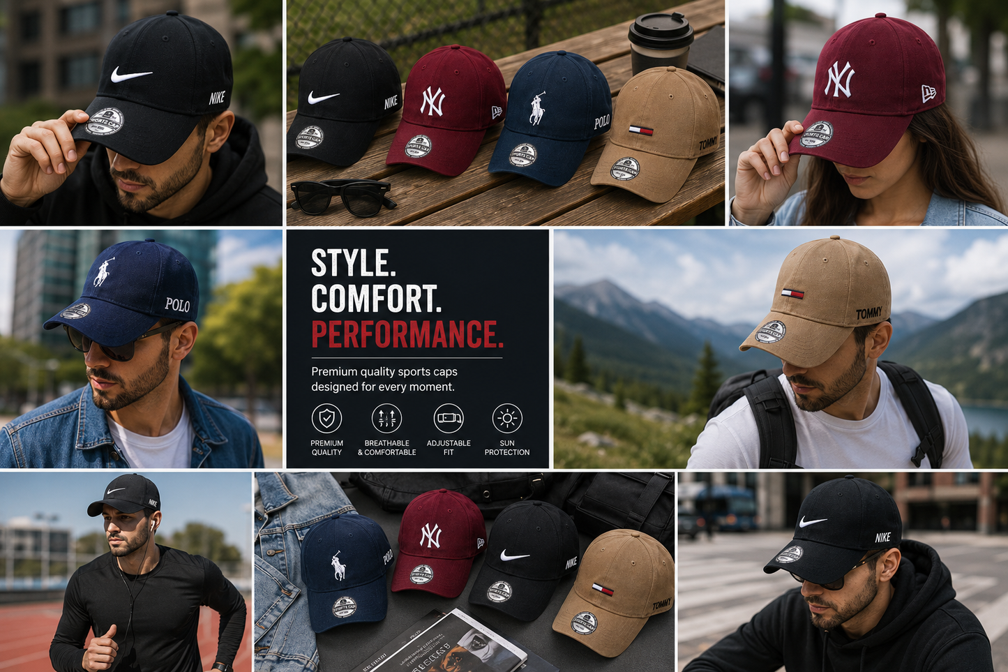 Premium Sports Cap for Men & Women 1 PEACE | Adjustable Baseball Cap with Curved Brim | Cotton Blend Casual Cap