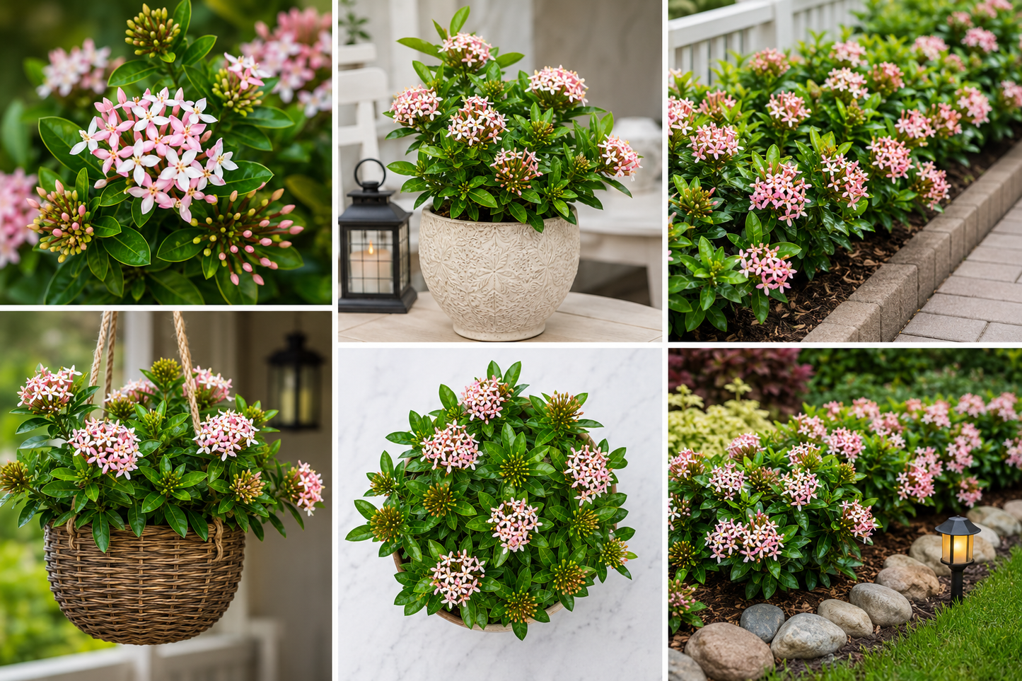 Ixora Pink Flame Live Plant (Ixora coccinea) | Evergreen Flowering Shrub with Pink Blooms | Tropical Ornamental Plant for Garden, Balcony & Landscaping