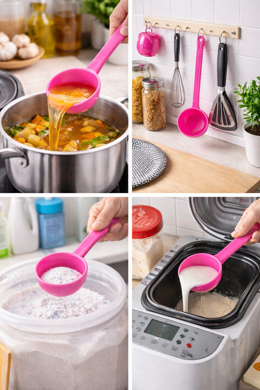 Plastic Measuring Ladle 60 ml (2 oz) โ Multi-Purpose Scoop with Hanging Hole, Dishwasher Safe, Durable Kitchen Tool for Liquids & Dry Ingredients