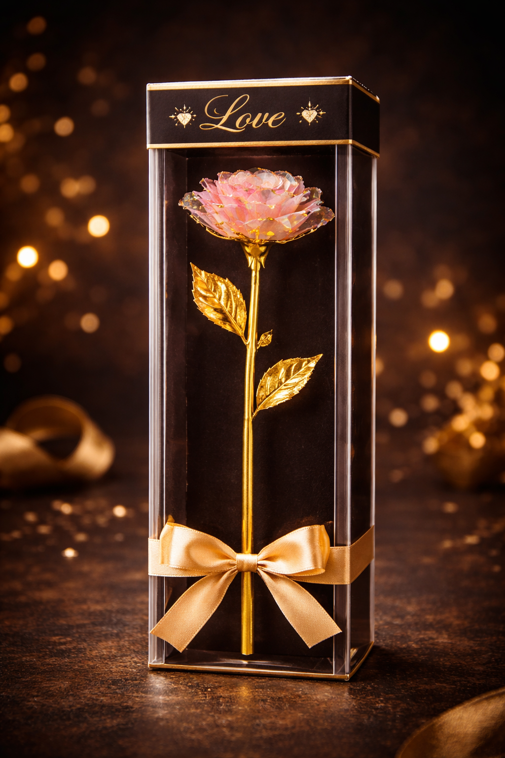 Gold Plated Artificial Rose Gift with Box | Forever Love Rose | Romantic Gift for Girlfriend, Wife & Anniversary | Premium Decorative Flower with Gift Packaging