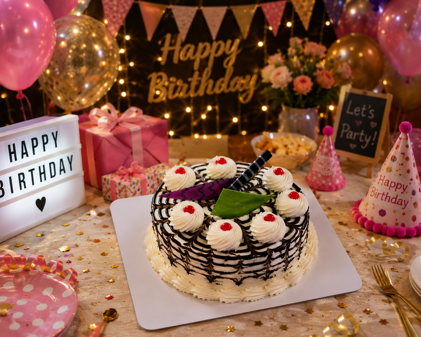 Black Forest Cake (300 grams) | Fresh Cream Chocolate Cake with Cherries | Premium Birthday Cake