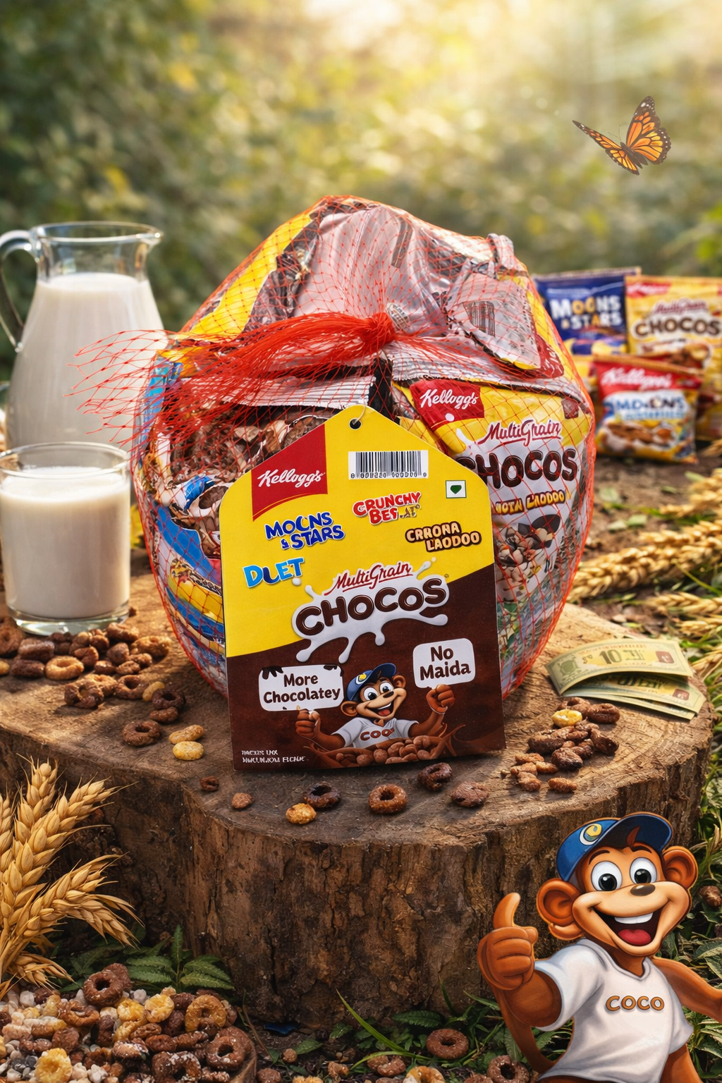 Kellogg’s Assorted Mini Cereal Pack, Multigrain Breakfast Cereals Combo (7 Mini Packs), Chocos, Moons & Stars, Bites & Duet, Kids Snack Pack, Ready-to-Eat