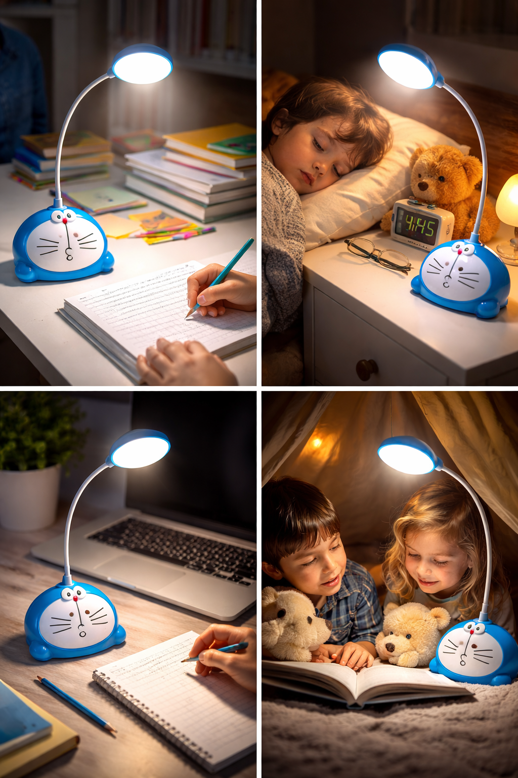 LED Study Lamp with Flexible Gooseneck | USB Rechargeable Desk Light with Switch | Cartoon Kids Table Lamp for Study, Bedroom & Office