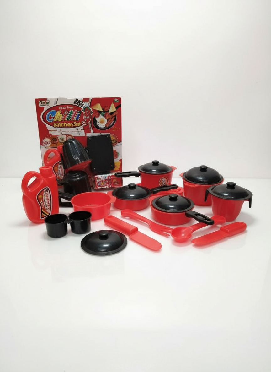 Kids Kitchen Play Set – Chilli Kitchen Toy Set with Pots, Pans & Cooking Accessories