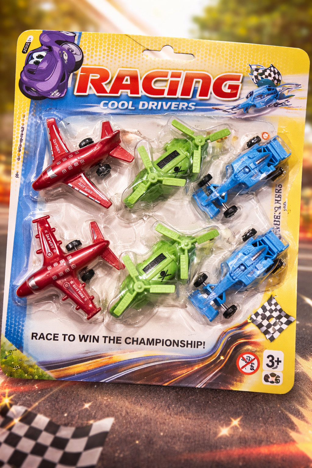 Kids Racing Vehicle Toy Set (Pack of 6) | Mini Airplane, Helicopter & Car Toys
