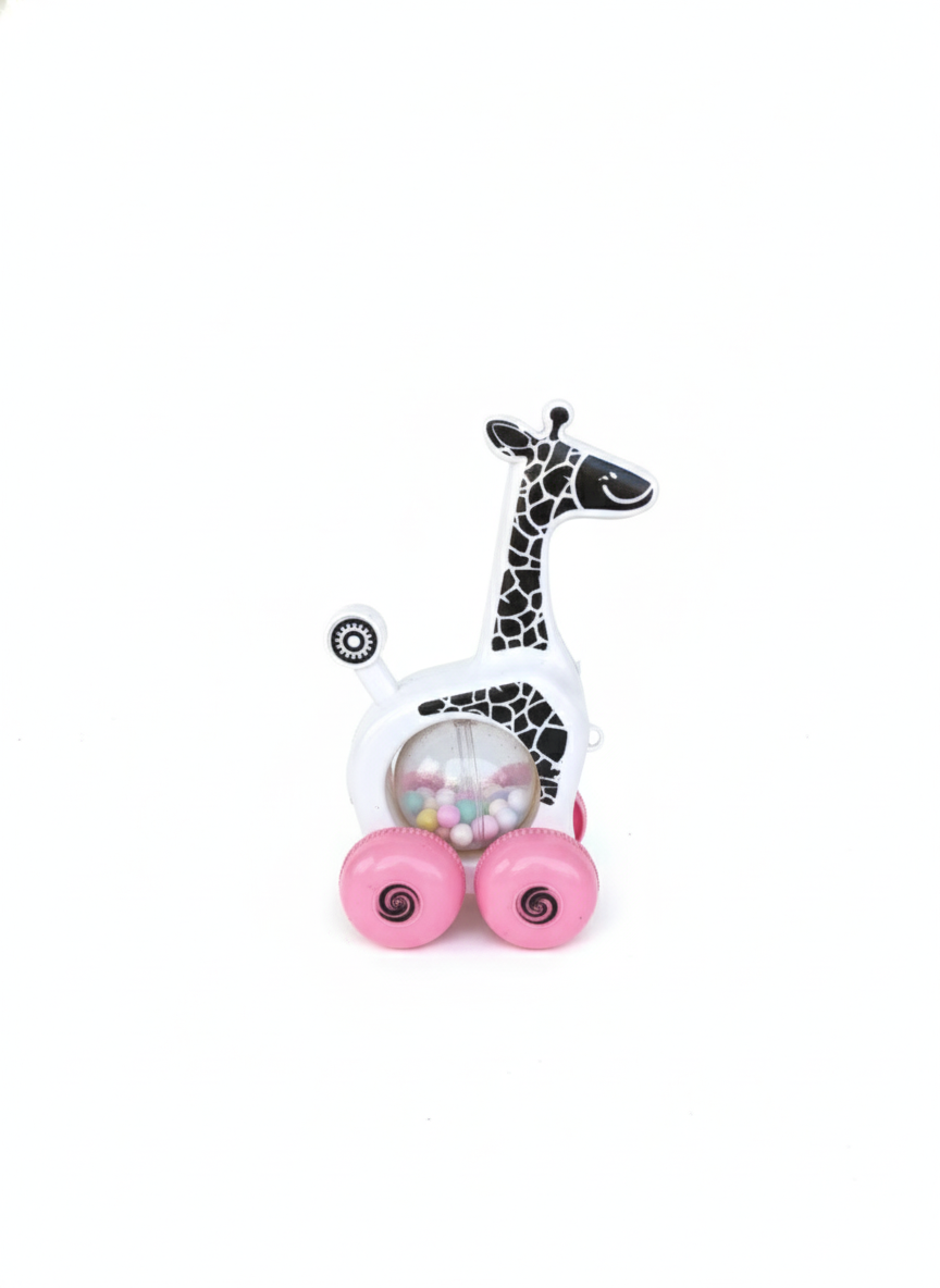 Baby Giraffe Rattle Toy with Rolling Wheels