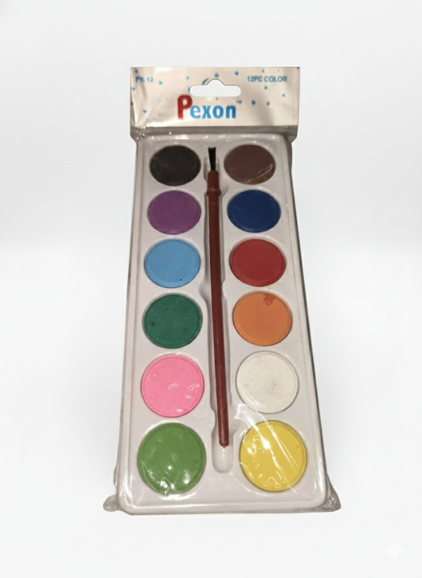 Paxon 12 Color Watercolor Paint Set with Brush