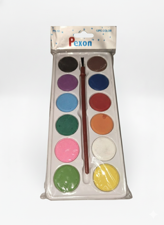 Paxon 12 Color Watercolor Paint Set with Brush