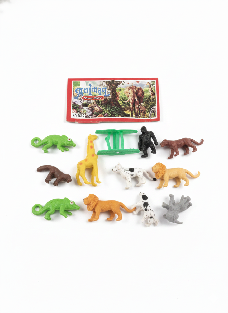 Mini Animal Toy Set for Kids – 10 PCS Jungle Animal Figures with Accessories, Educational Learning Toys, Safe Plastic Miniatures for Boys & Girls
