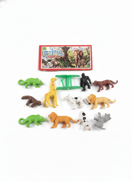 Mini Animal Toy Set for Kids – 10 PCS Jungle Animal Figures with Accessories, Educational Learning Toys, Safe Plastic Miniatures for Boys & Girls