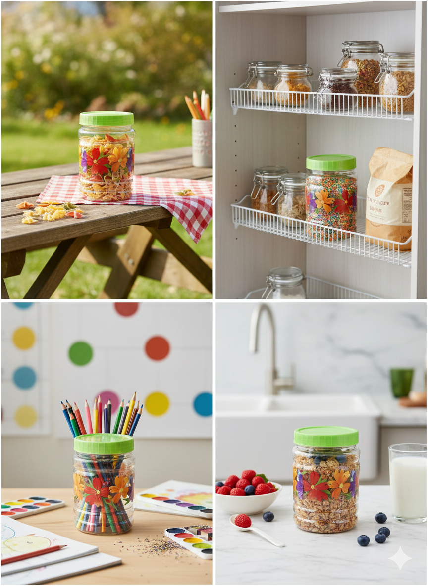 Plastic Storage Jar with Lid,