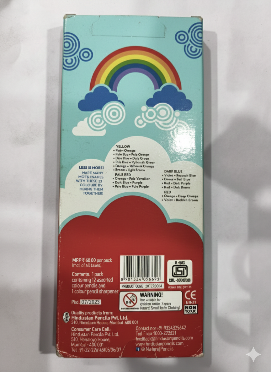 Nataraj 12 Colour Pencils Set for Kids