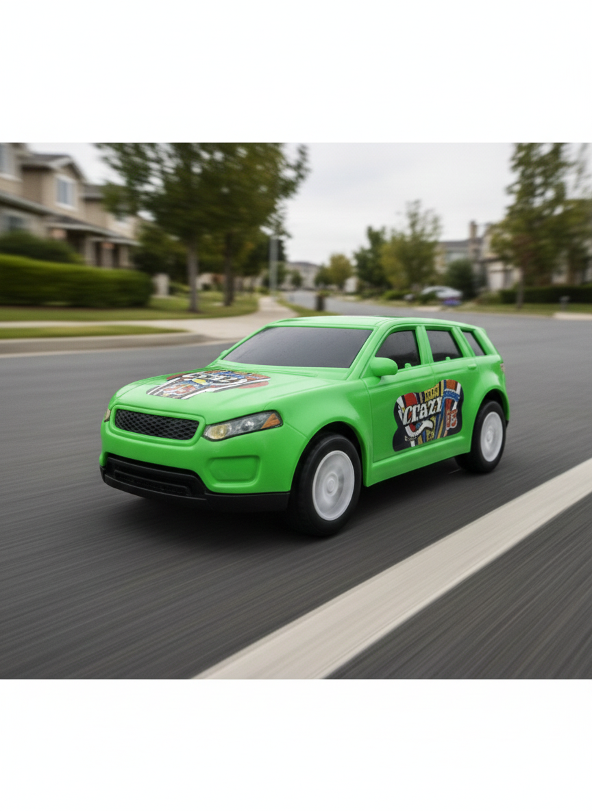 Durable Plastic Racing SUV Vehicle with Crazy Graphic Design – Small Toy Car Gift for Kids