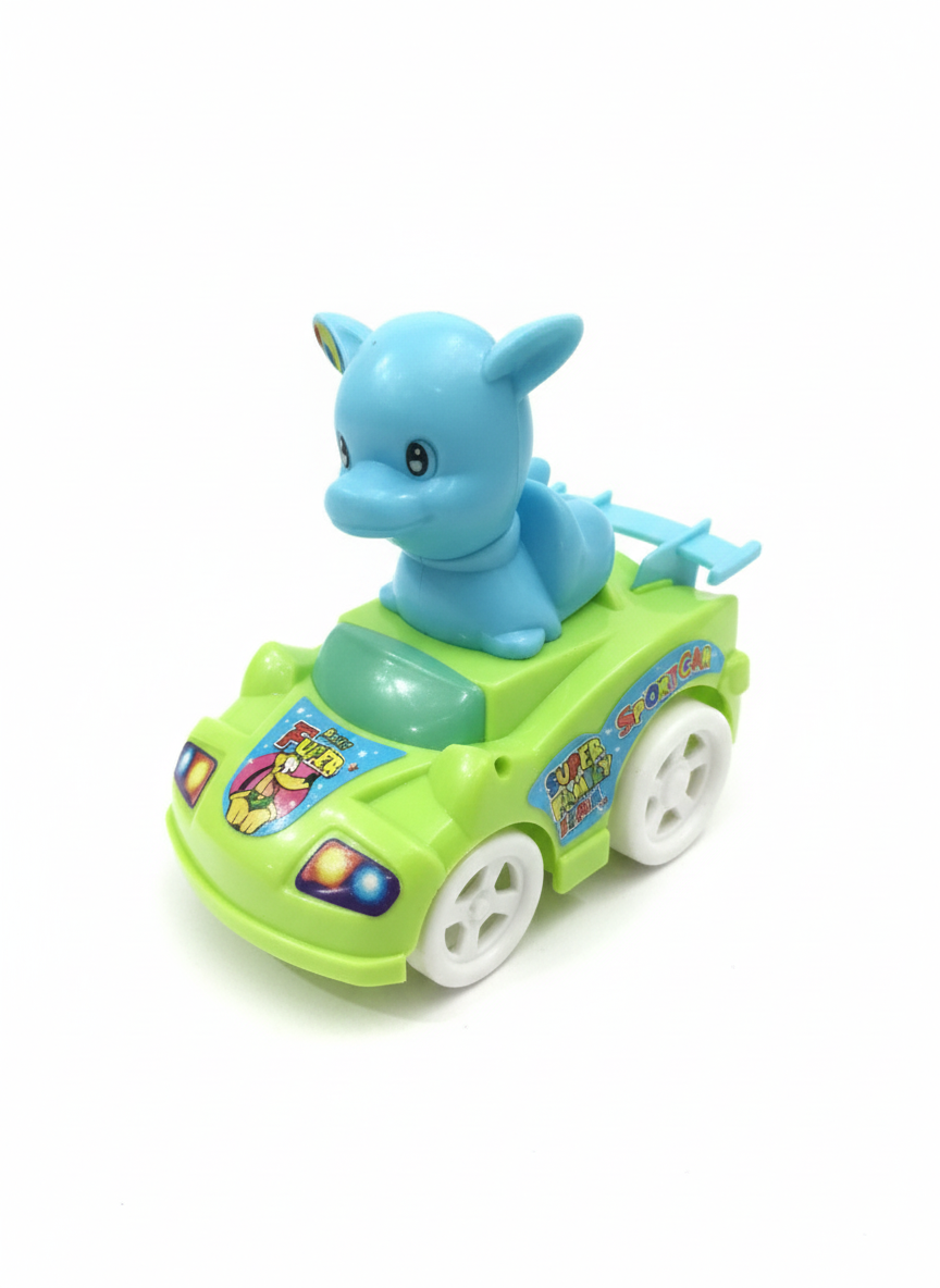 Kids Toy Car with Cute Dolphin Figure – Mini Cartoon Pull Back Car for Boys & Girls