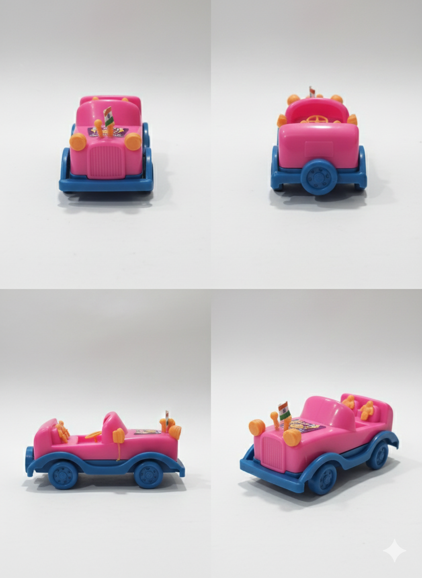 Cute Plastic Mini Car with Rolling Wheels & Steering Design