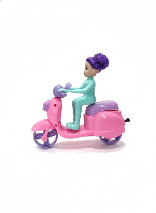 Cute Girl Doll Riding Bike with Movable Joints – Pretend Play Toy for Girls (3+ Years)