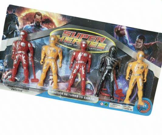 Super Hero Action Figures Set for Kids – 5 Pcs Avengers Style Toys with Accessories
