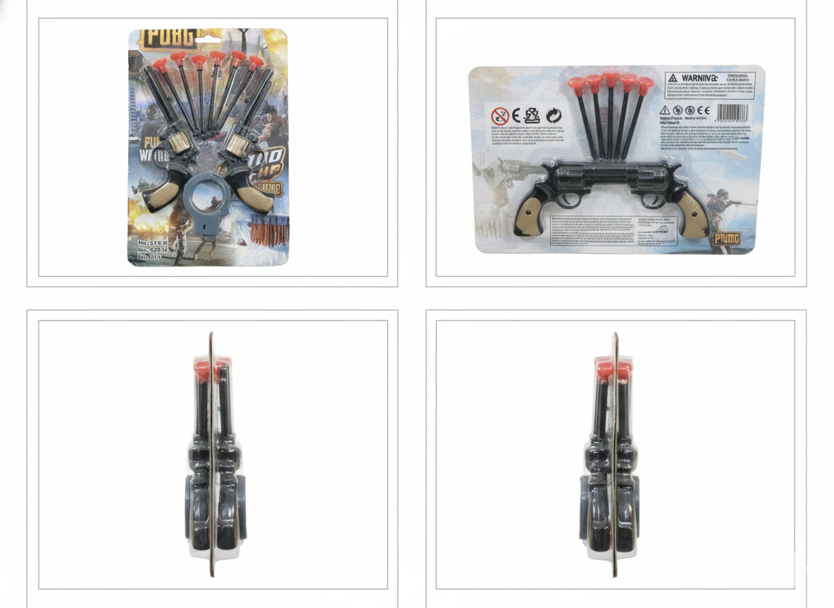 PUBG Style Mini Revolver Toy Pack, Safe Soft Bullet Shooting Game Toy for Boys & Girls