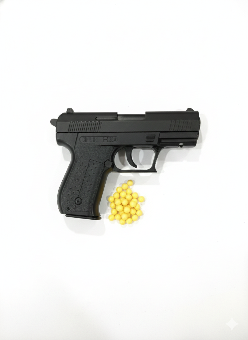 Safe BB Gun Toy Pistol with Yellow Pellets, Realistic Design, Lightweight Shooting Toy for Boys & Girls (Ages 6+)