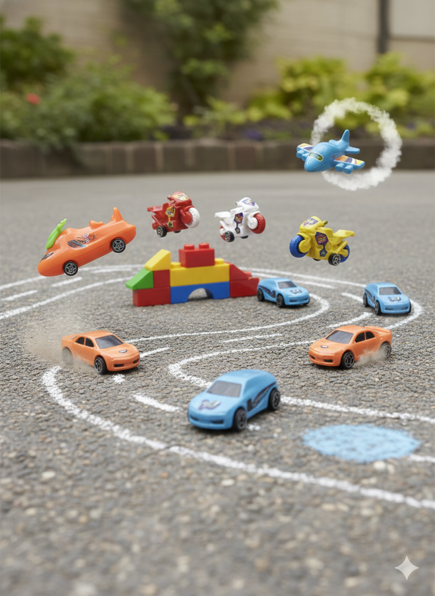 Mini Vehicle Toy Set for Kids with Cars, Bikes & Airplane ( set of 12 )