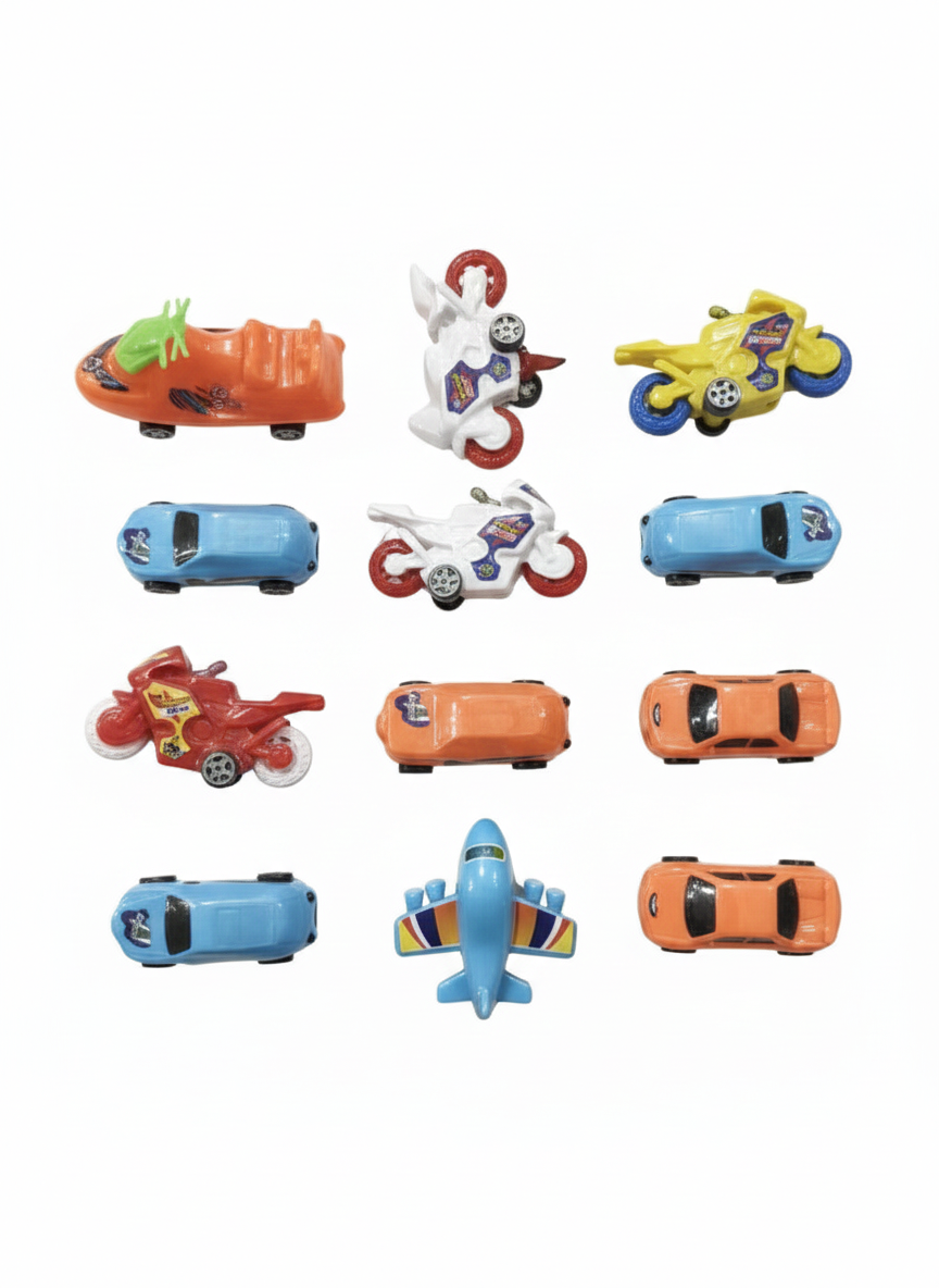 Mini Vehicle Toy Set for Kids with Cars, Bikes & Airplane ( set of 12 )