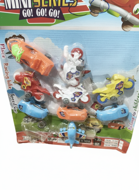 Mini Vehicle Toy Set for Kids with Cars, Bikes & Airplane ( set of 12 )