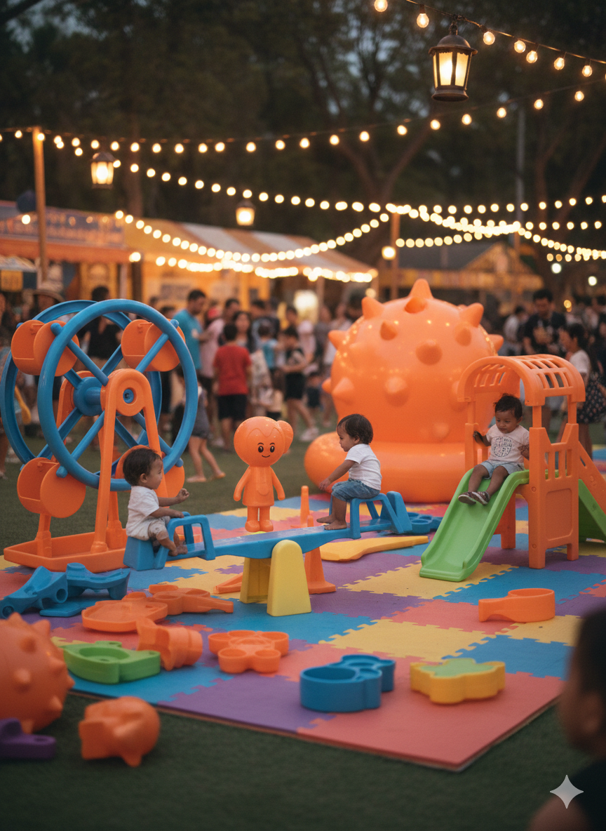 Kids Mini Playground Toy Set with Slide, Swing, Seesaw & Ferris Wheel