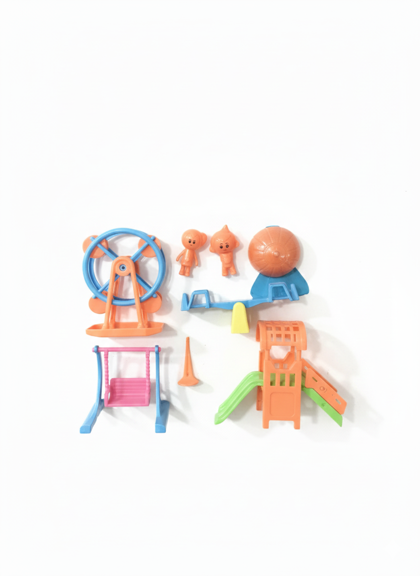 Kids Mini Playground Toy Set with Slide, Swing, Seesaw & Ferris Wheel